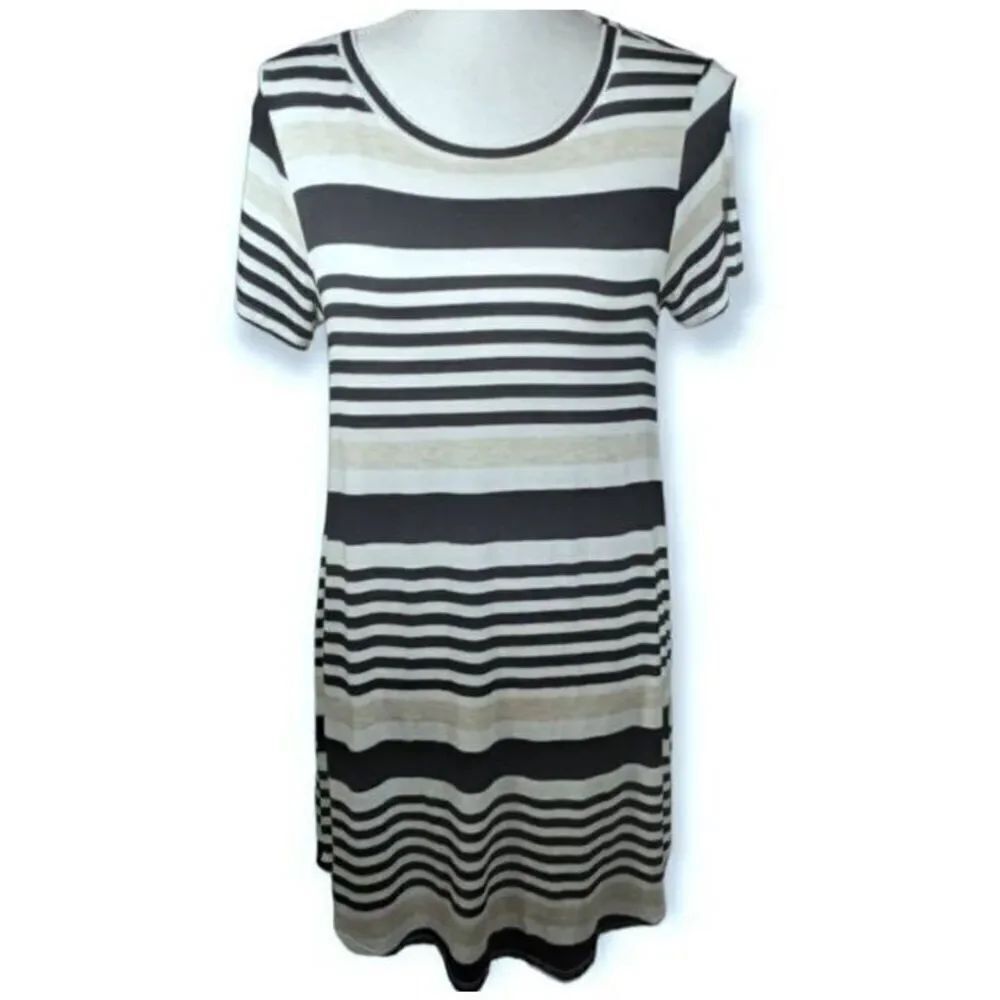 WASABI + MINT GRAY, BLACK, & WHITE STRIPE DRESS SZ.S GUC.